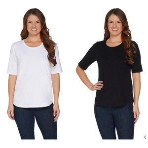 New Demin & Co. Essentials Set Of Two Elbow Sleeve Top large  L Black and white